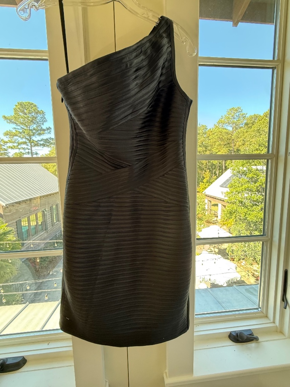 BCBGMAXARIA black ribbed mini dress